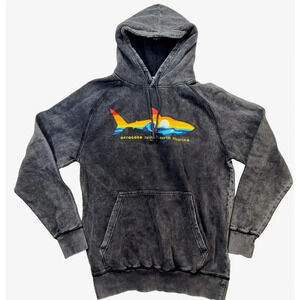 Duck Co Okracoke NC Hooded Sweatshirt Women's Medium Dark Gray Black Stonewash